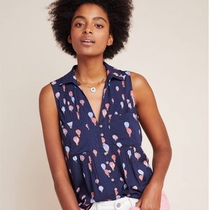 Anthro Maeve Pintucked Balloon Top